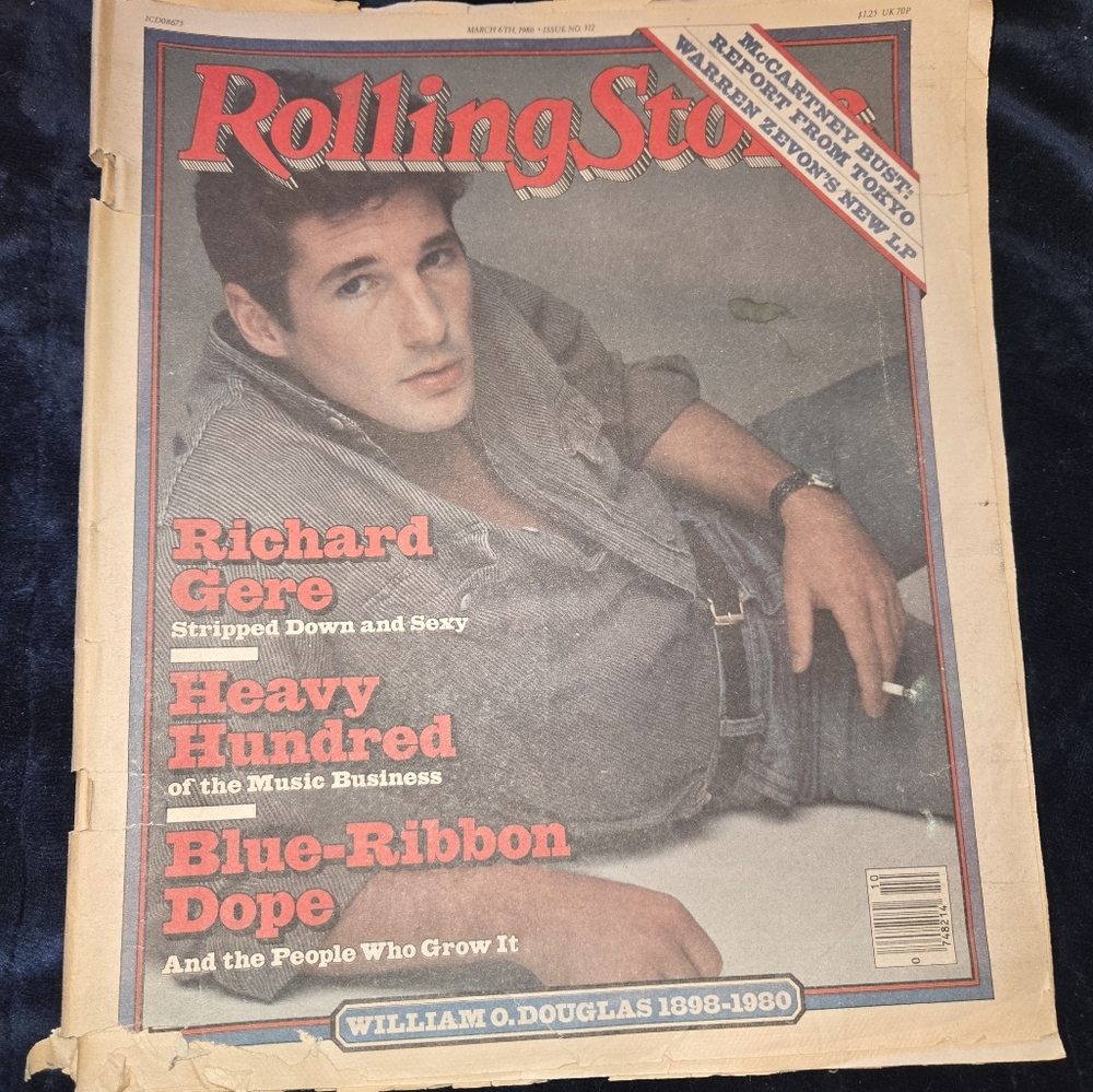The Rolling Stones magazine featuring Richard Gere on cover vintage movie celeb